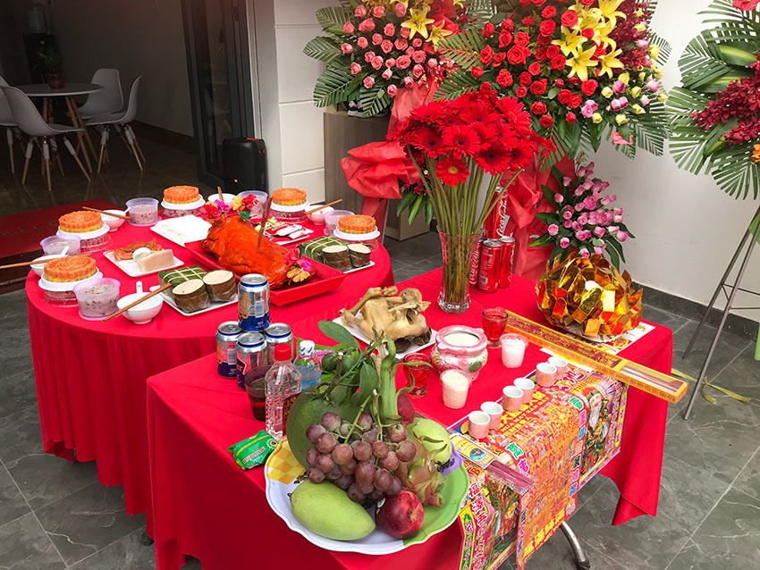 Mâm cúng khai trương công ty